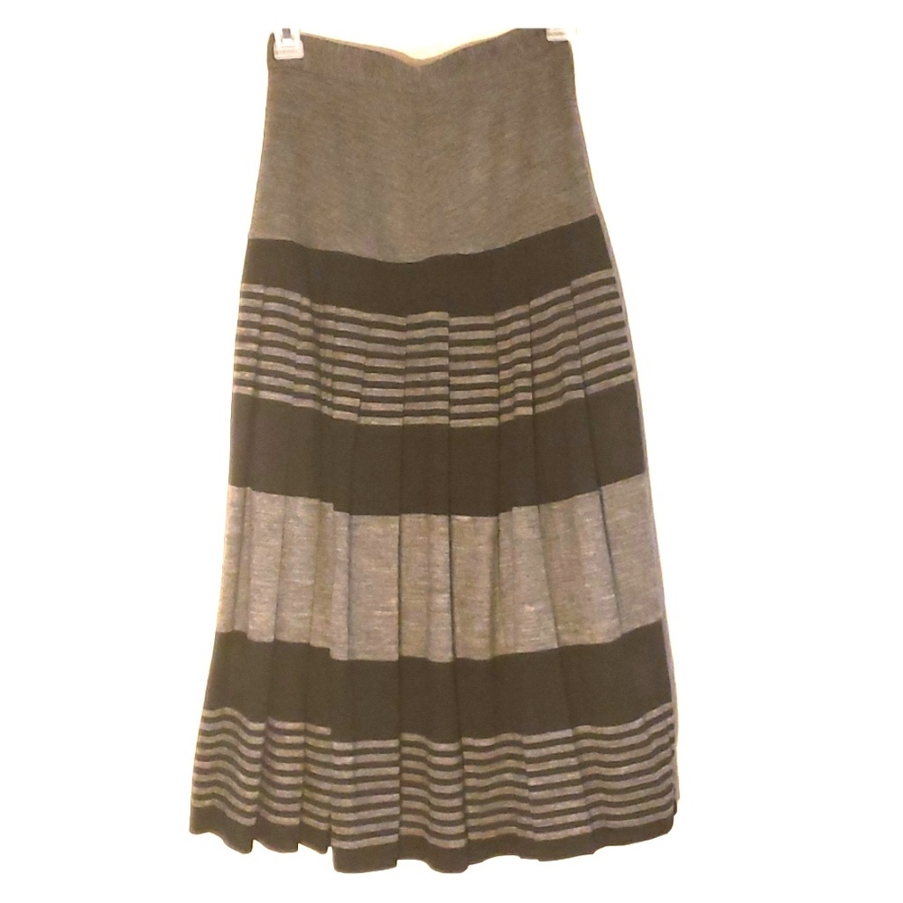 Vintage striped pleated wool swing skirt